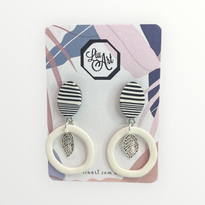 Polymer Clay White Striped Leaf