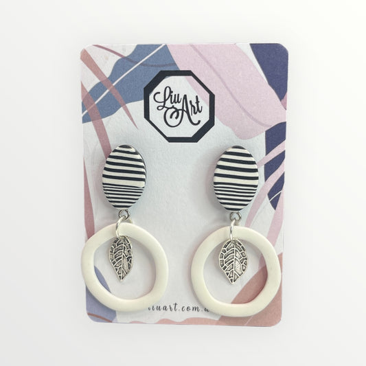 Polymer Clay White Striped Leaf