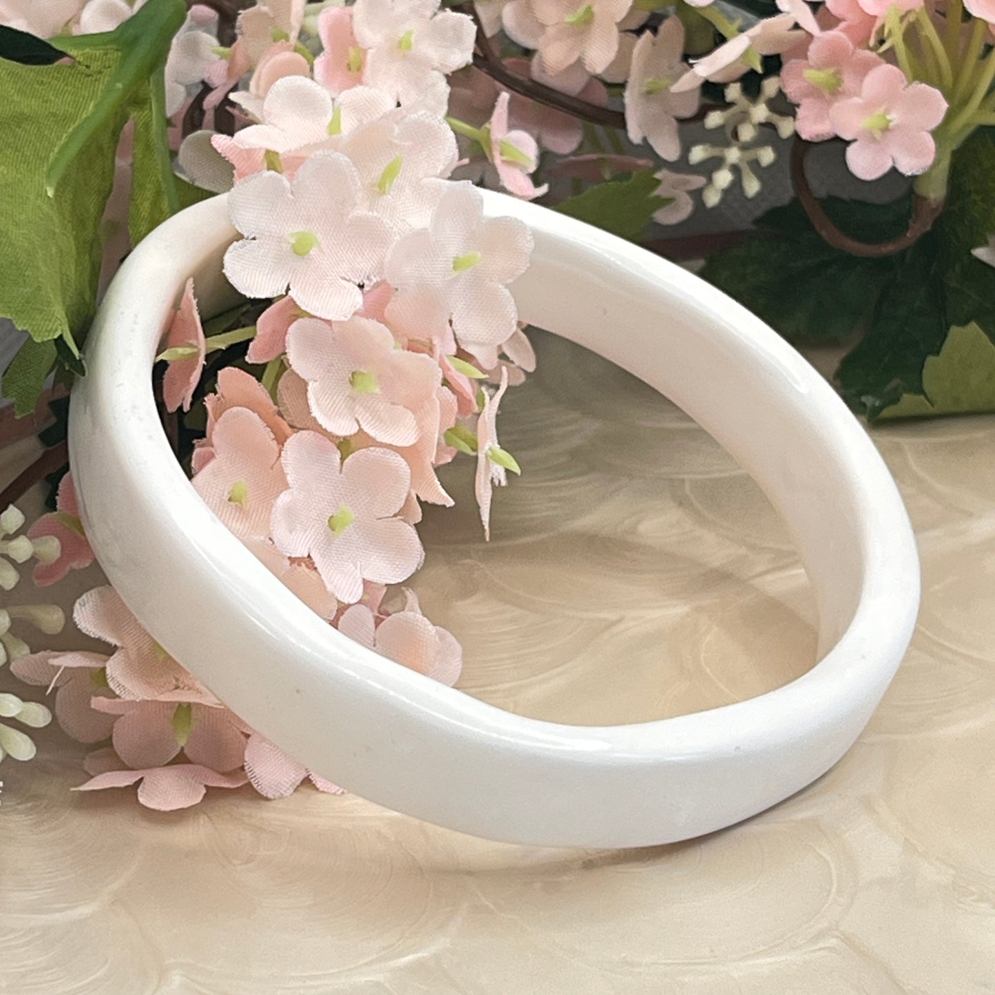 Polymer Clay Minimalist White Bangle