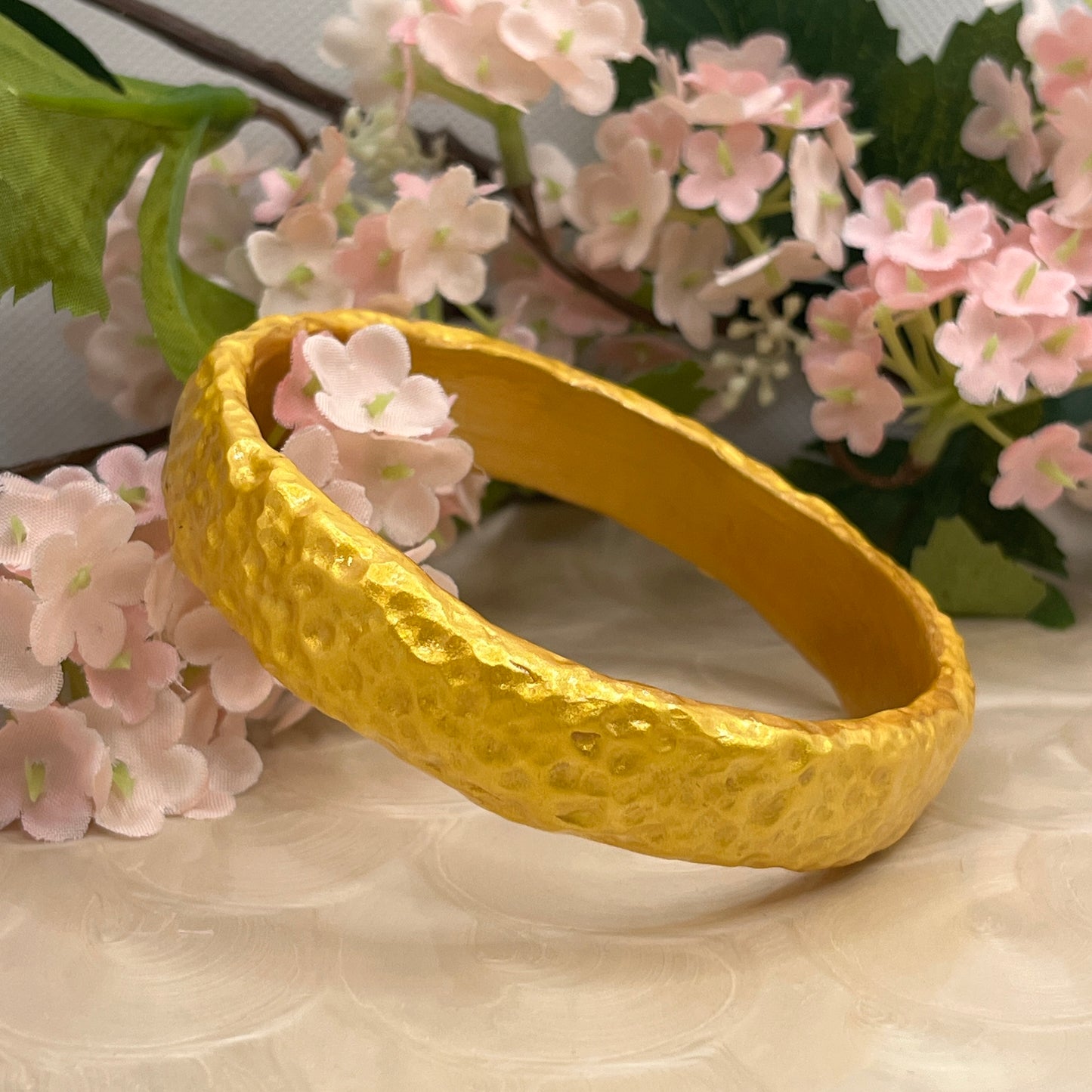 Polymer Clay Hammered Golden Bangle