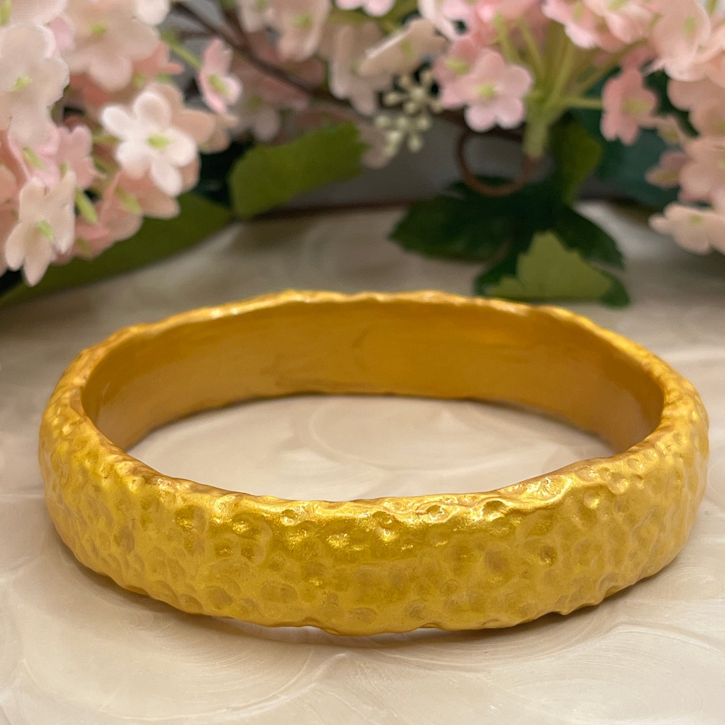 Polymer Clay Hammered Golden Bangle