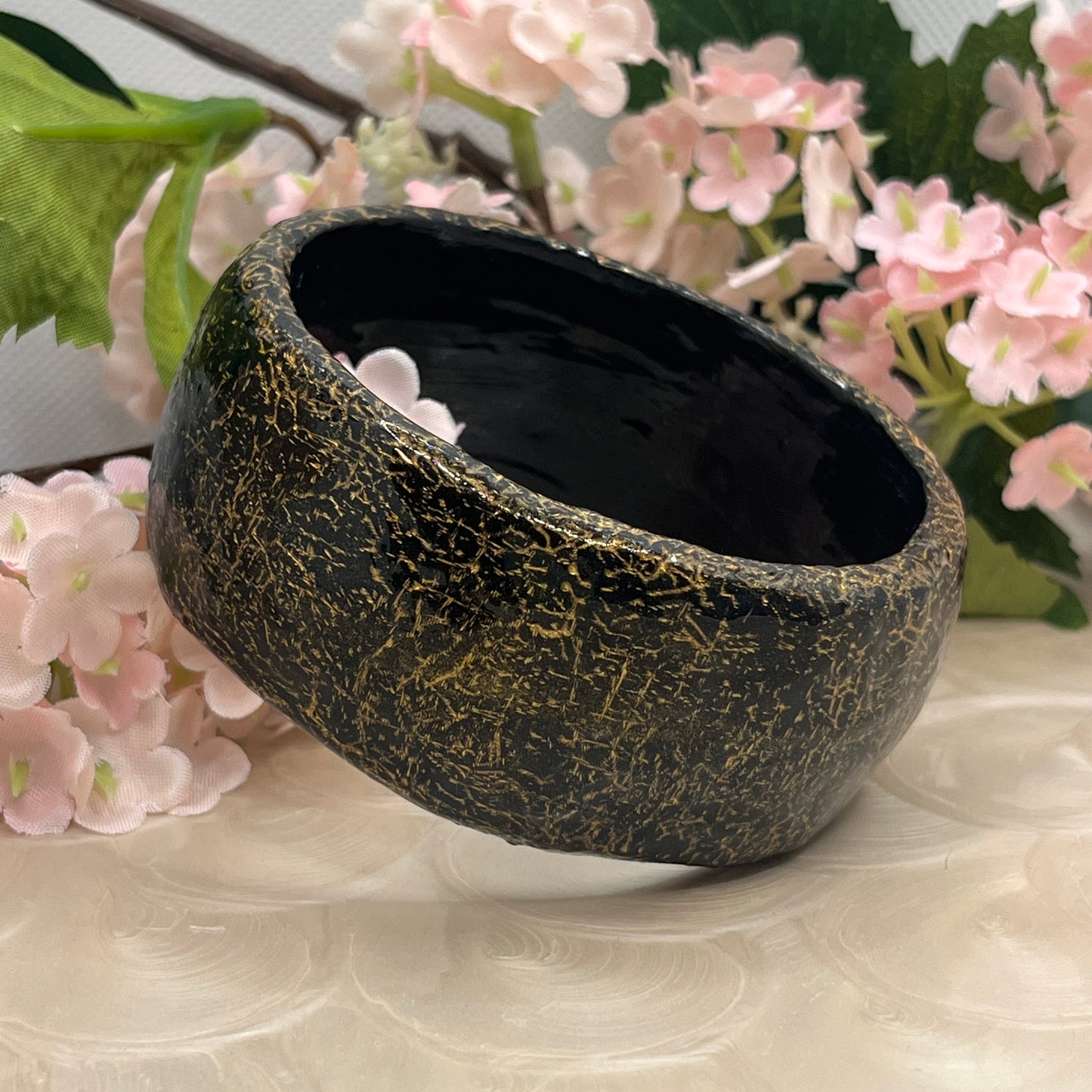 Polymer Clay Textured Black Bangle