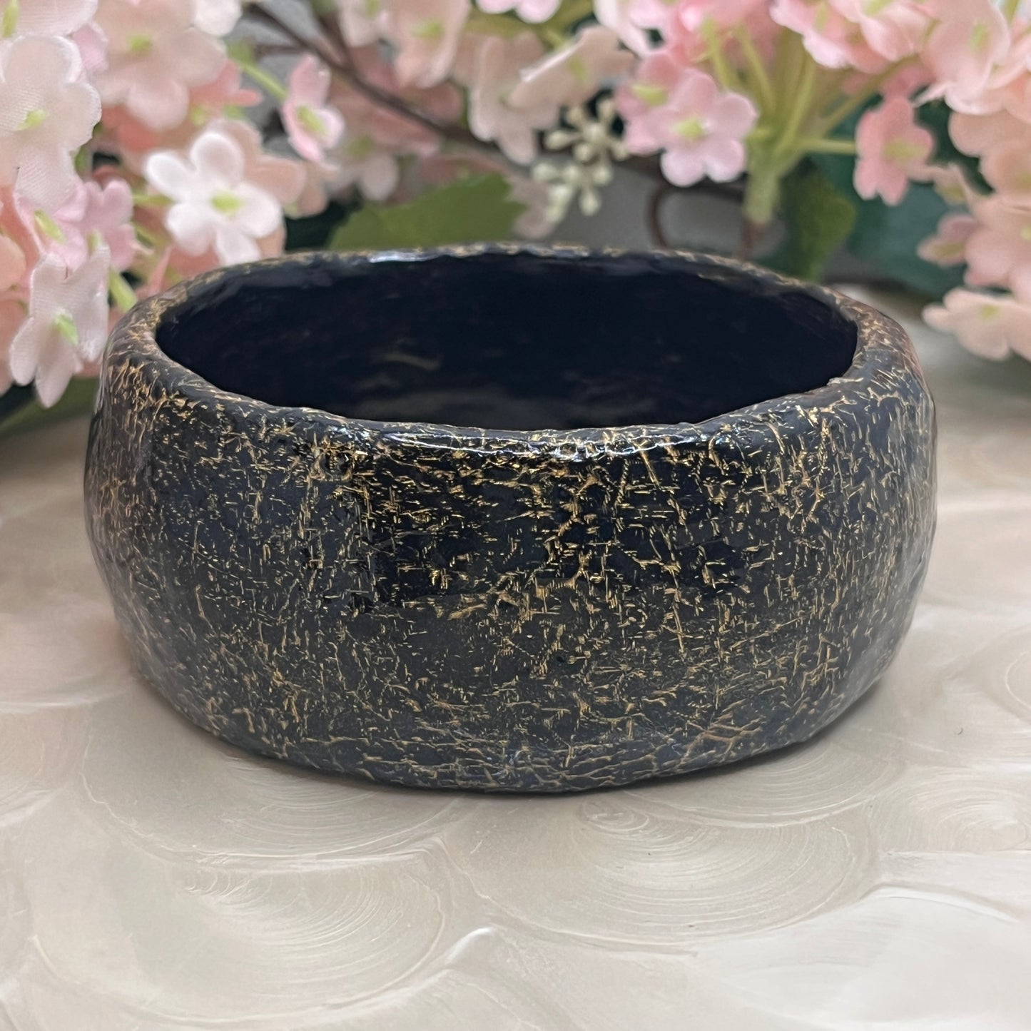 Polymer Clay Textured Black Bangle