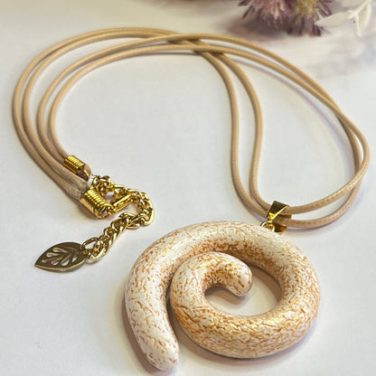 Polymer Clay Gold Cracked Texture Necklace