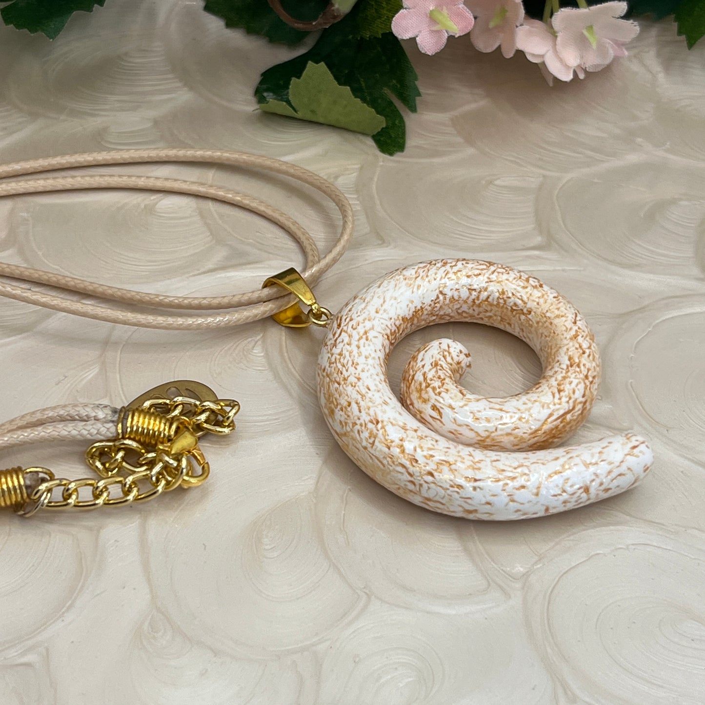 Polymer Clay Gold Cracked Texture Necklace