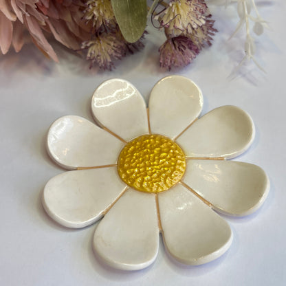 Polymer Clay White Daisy Trinket Dish