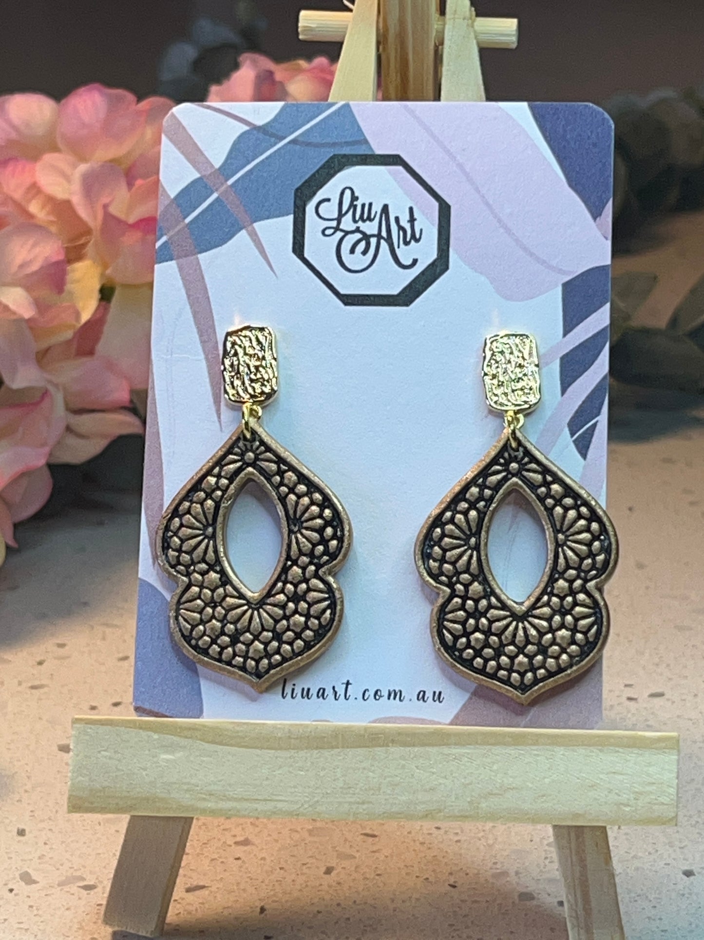 Polymer Clay Black Filigree Drops