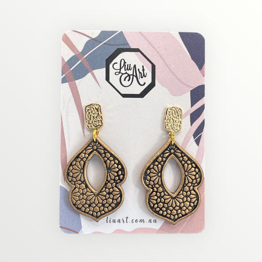 Polymer Clay Black Filigree Drops