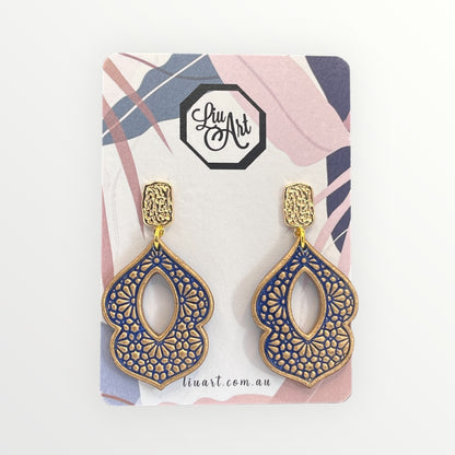 Polymer Clay Blue Filigree Drops