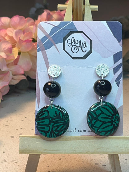 Polymer Clay Teal Blooms