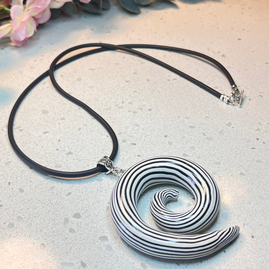 Polymer Clay Striped Pendant Necklace