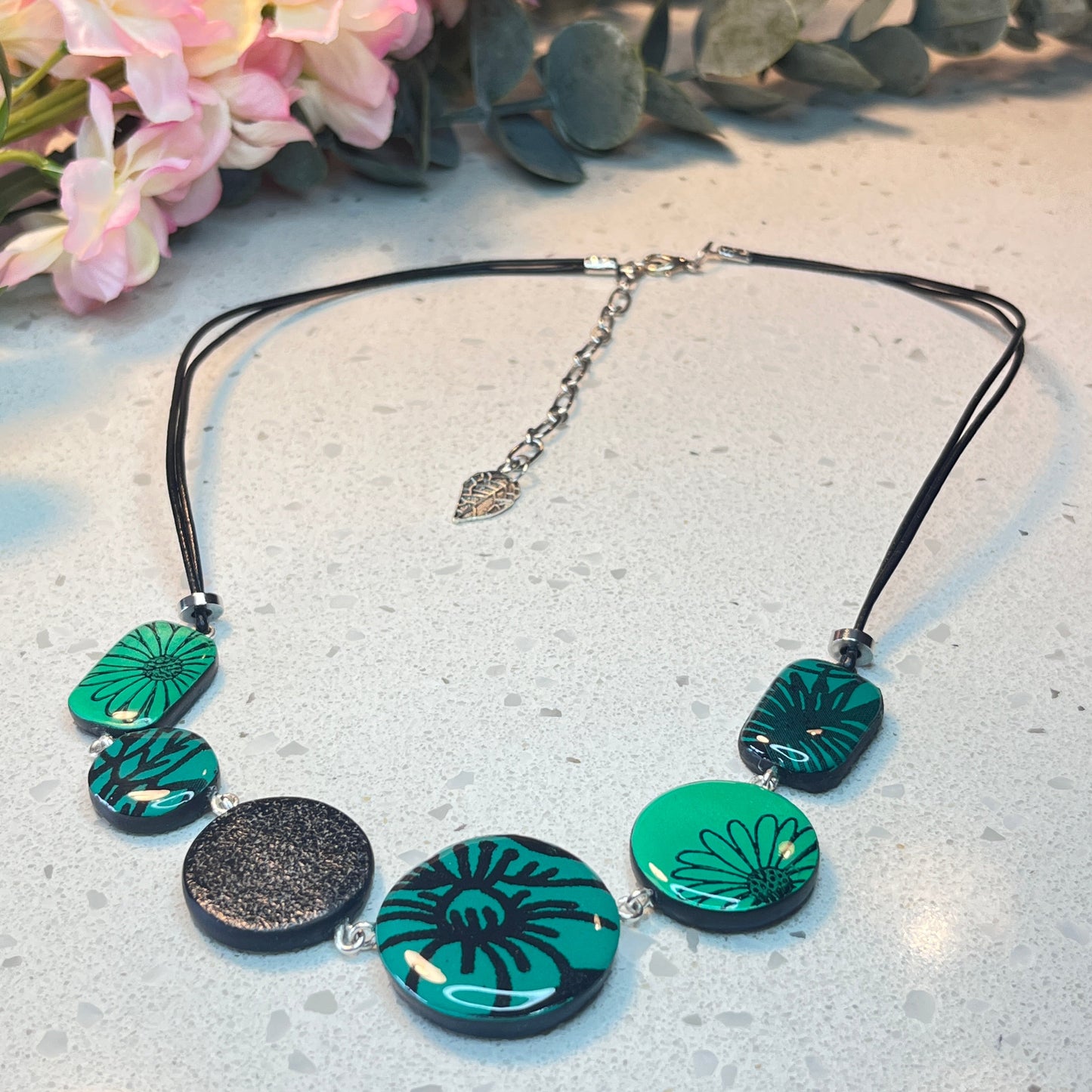 Polymer Clay Verdant Petals Necklace