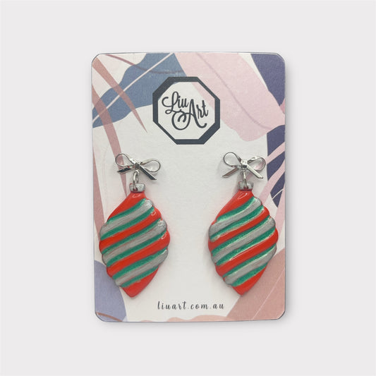 Christmas Ornament Red & Silver Dangle