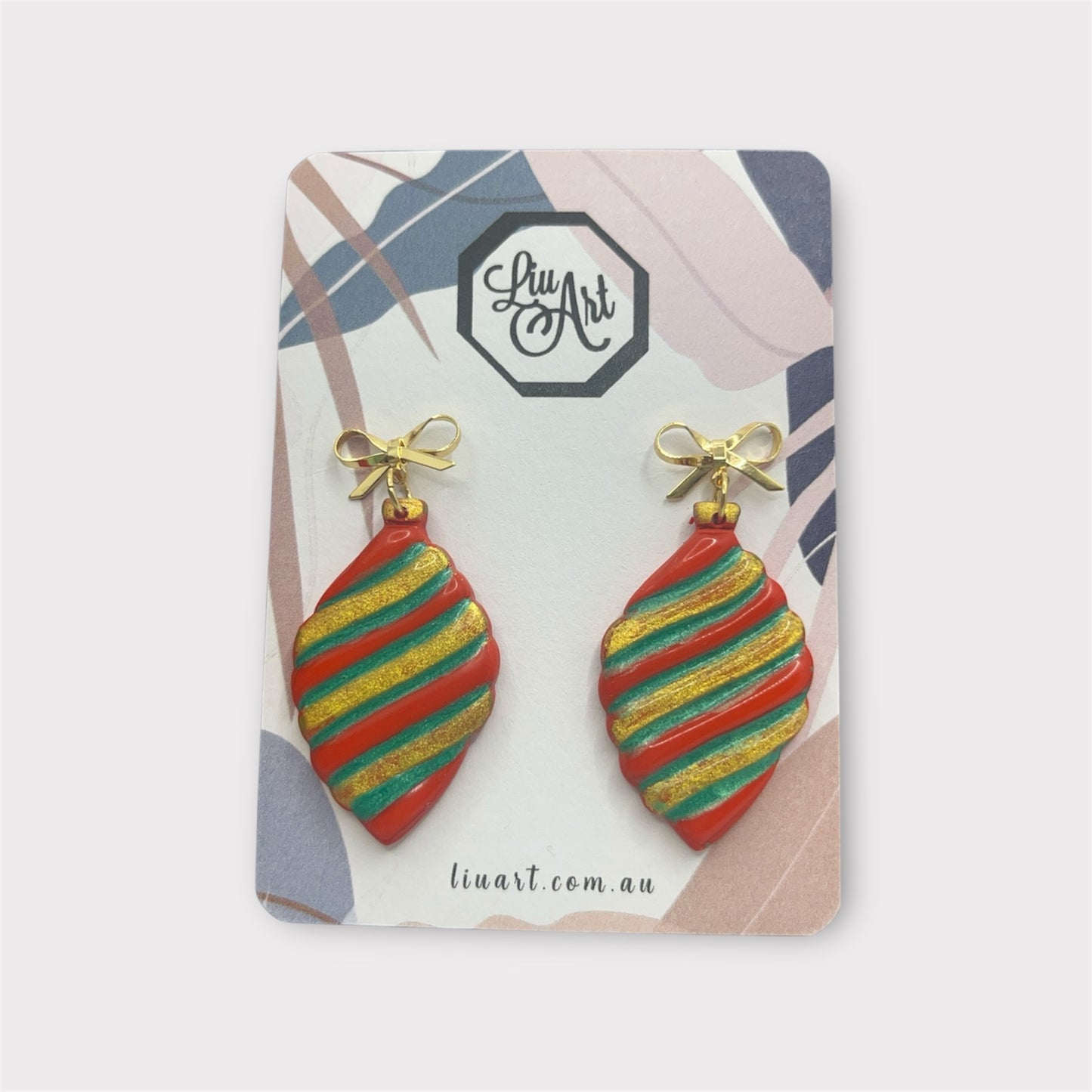 Christmas Ornament Red & Gold Dangle