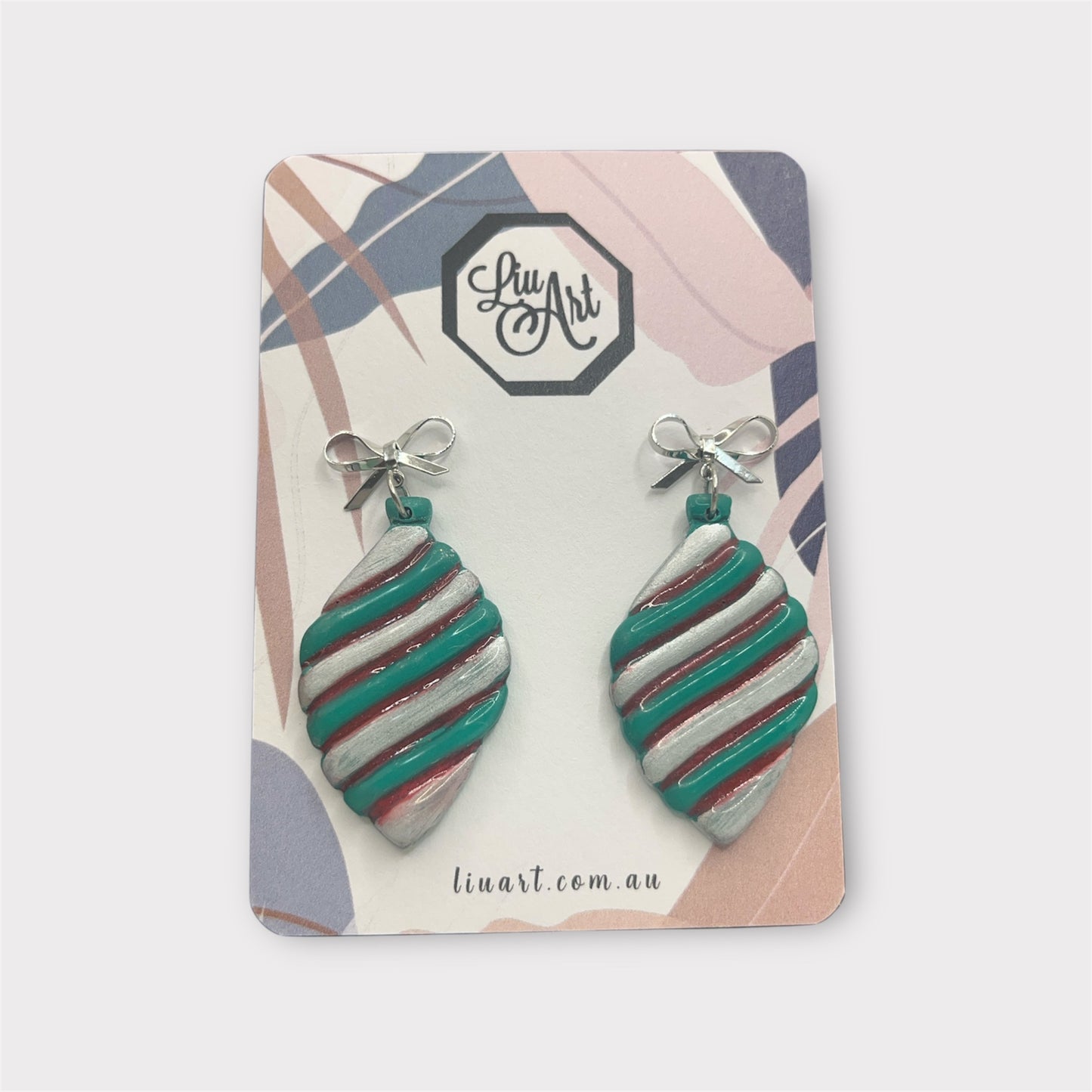 Christmas Ornament Green & Silver Dangle