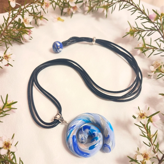 Polymer Clay Ocean Swirl Pendant Necklace