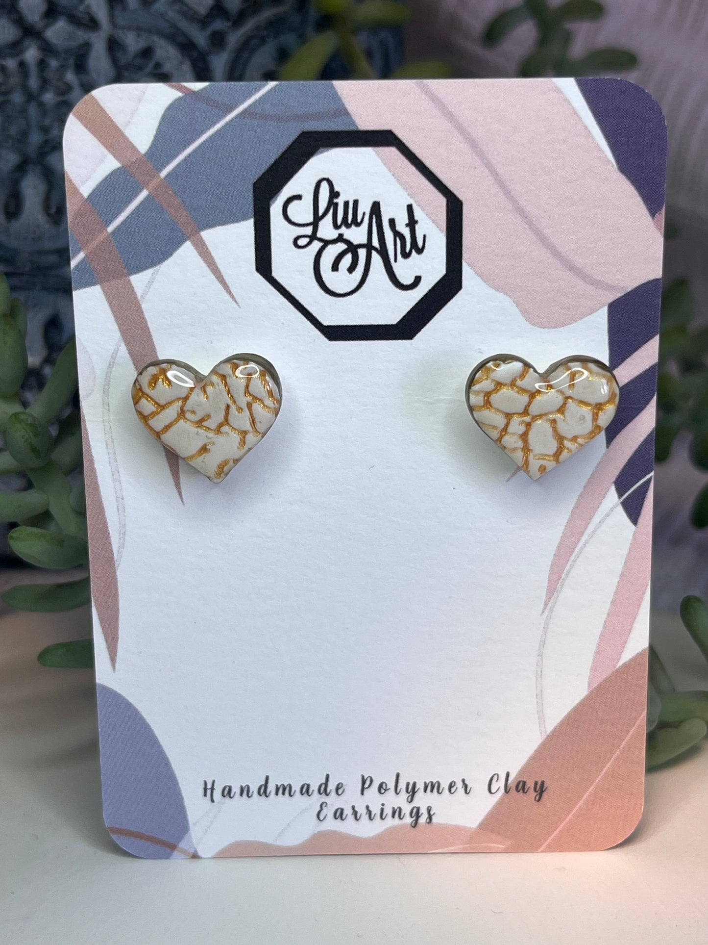 Polymer Clay Golden Crackle Heart