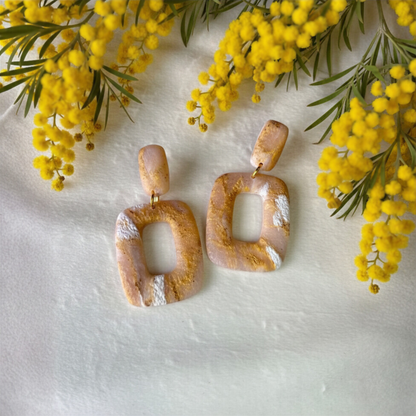 Polymer Clay Golden Terra Earrings