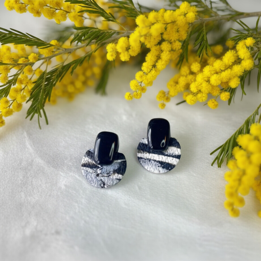 Polymer Clay Midnight Zebra Earrings