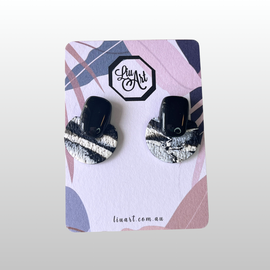 Polymer Clay Midnight Zebra Earrings
