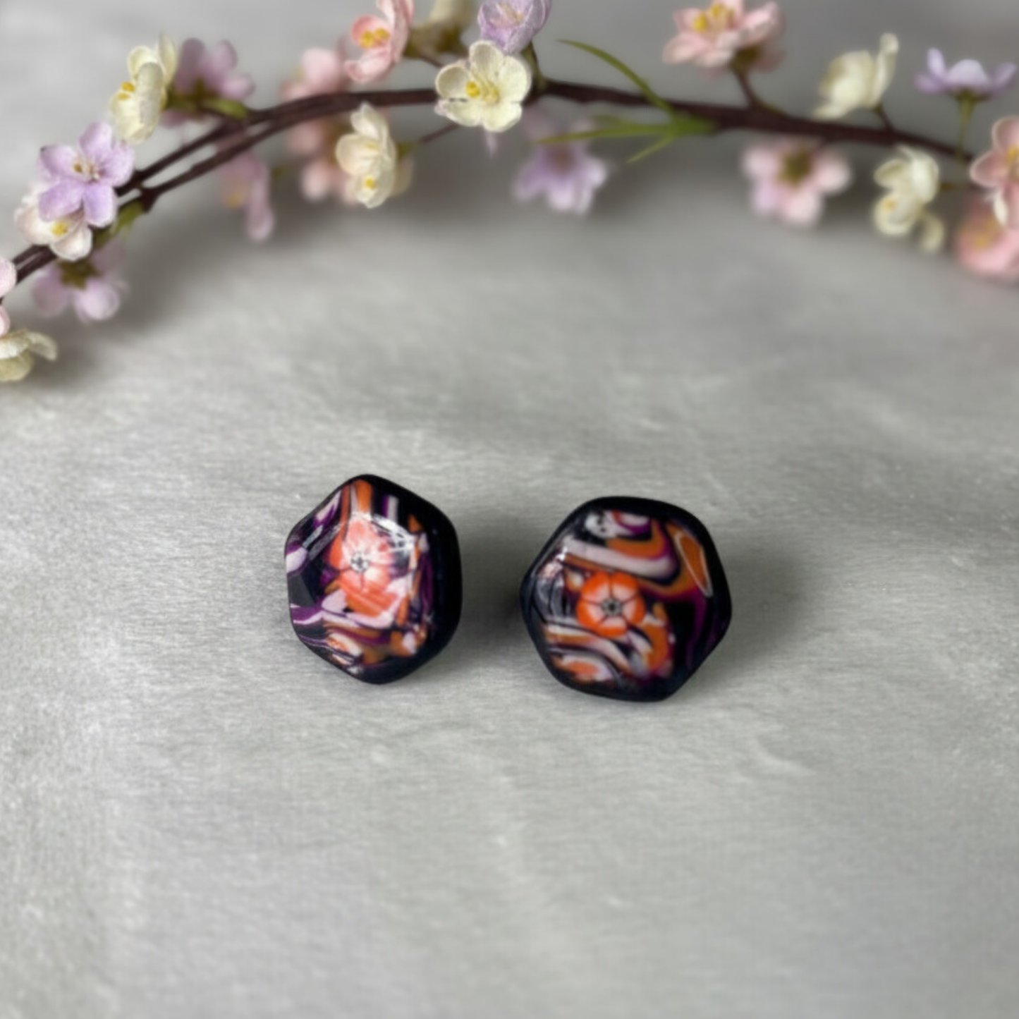 Polymer Clay Abstract Art Stud Earrings