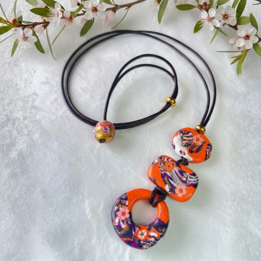 Polymer Clay Sunset Art Necklace