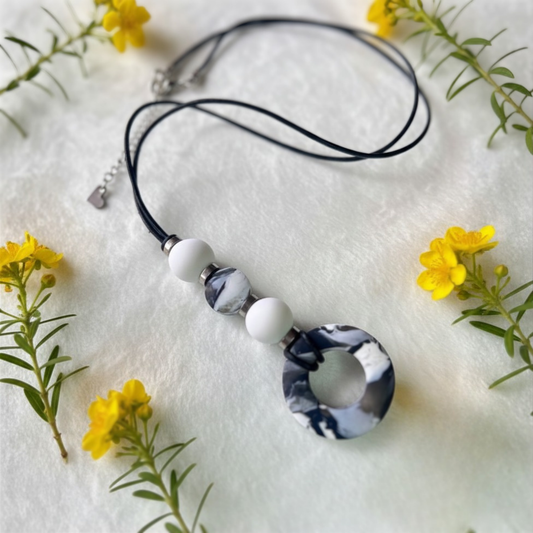 Polymer Clay Monochrome Circle Necklace