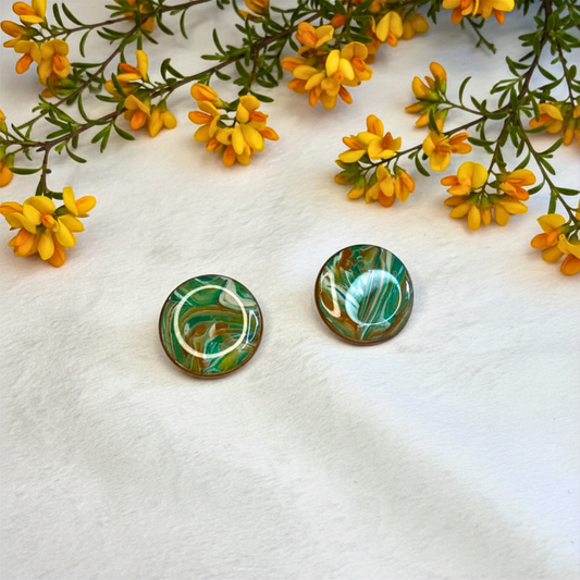 Polymer Clay Emerald Marble Earrings