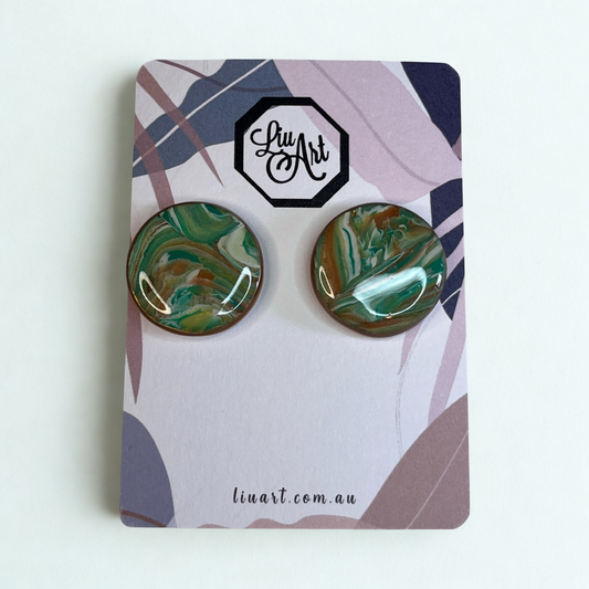 Polymer Clay Emerald Marble Earrings