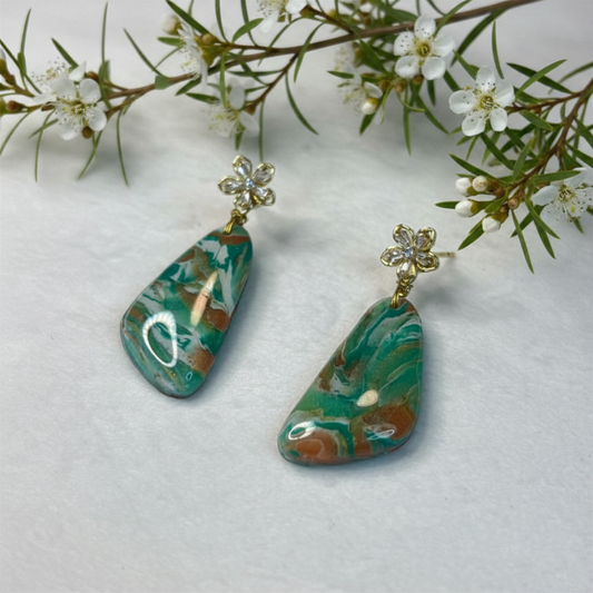 Polymer Clay Leaf Drop Earrings