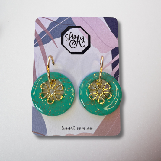 Polymer Clay Botanical Hoop Earrings