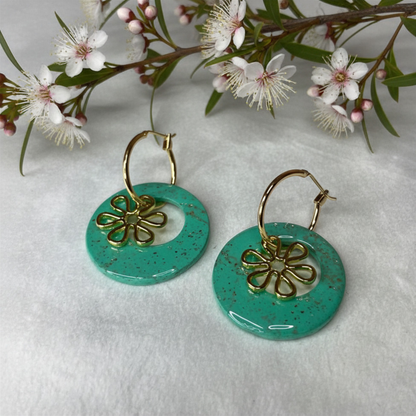 Polymer Clay Botanical Hoop Earrings