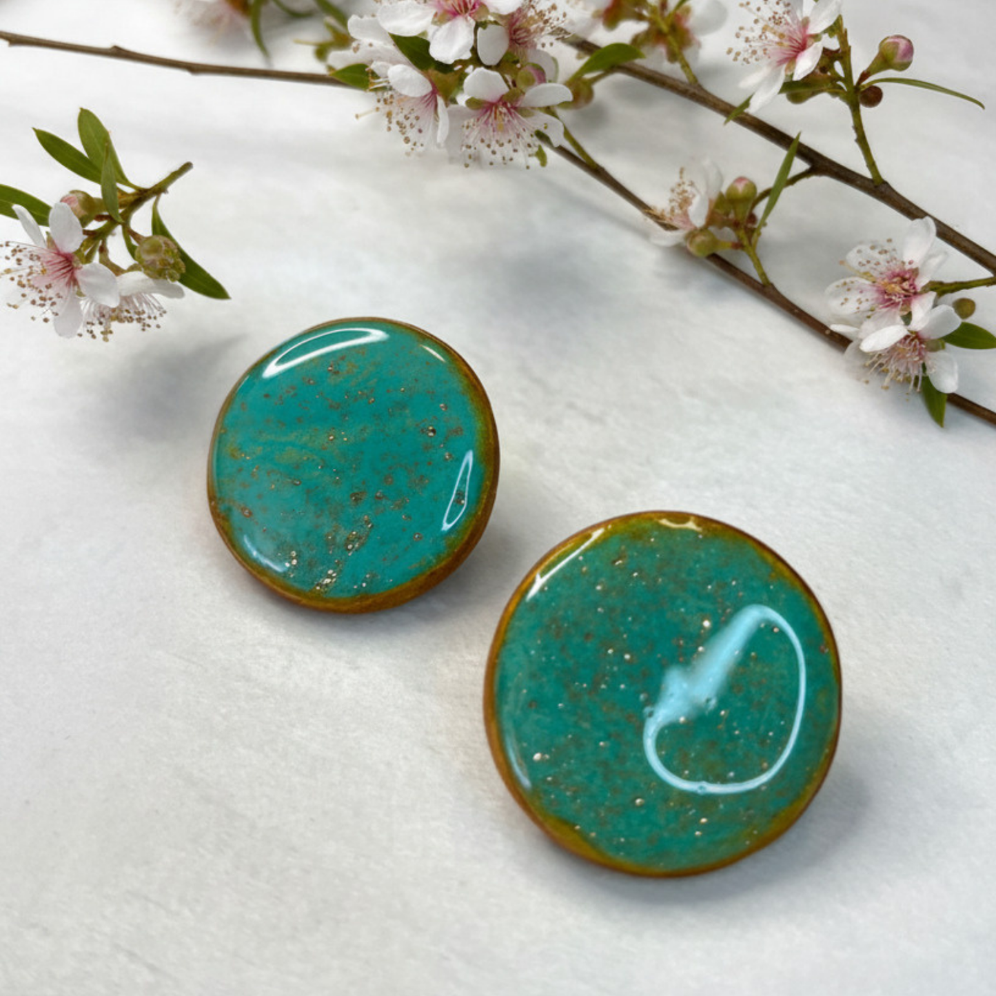 Polymer Clay Emerald Glow Earrings