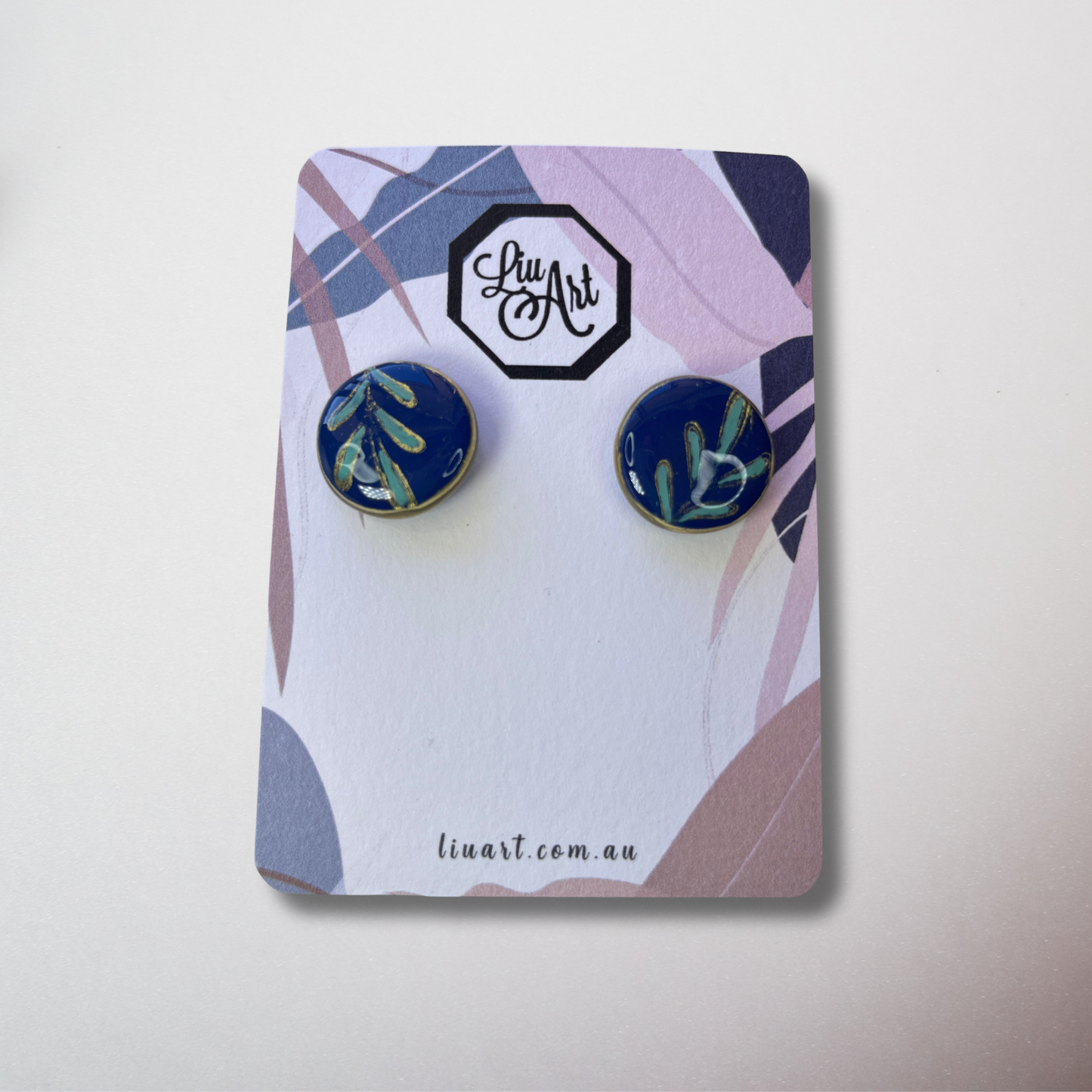 Polymer Clay Navy Meadow Earrings