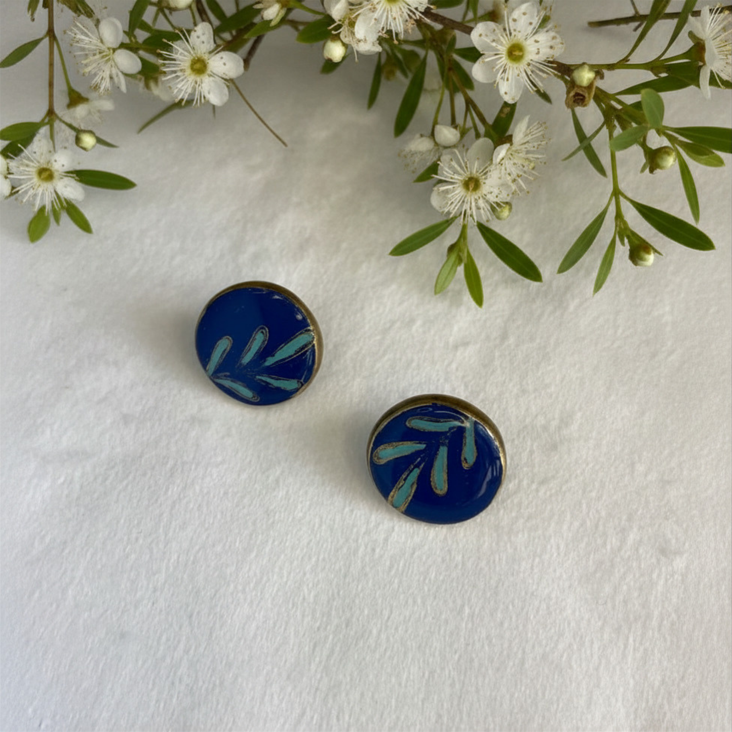 Polymer Clay Navy Meadow Earrings