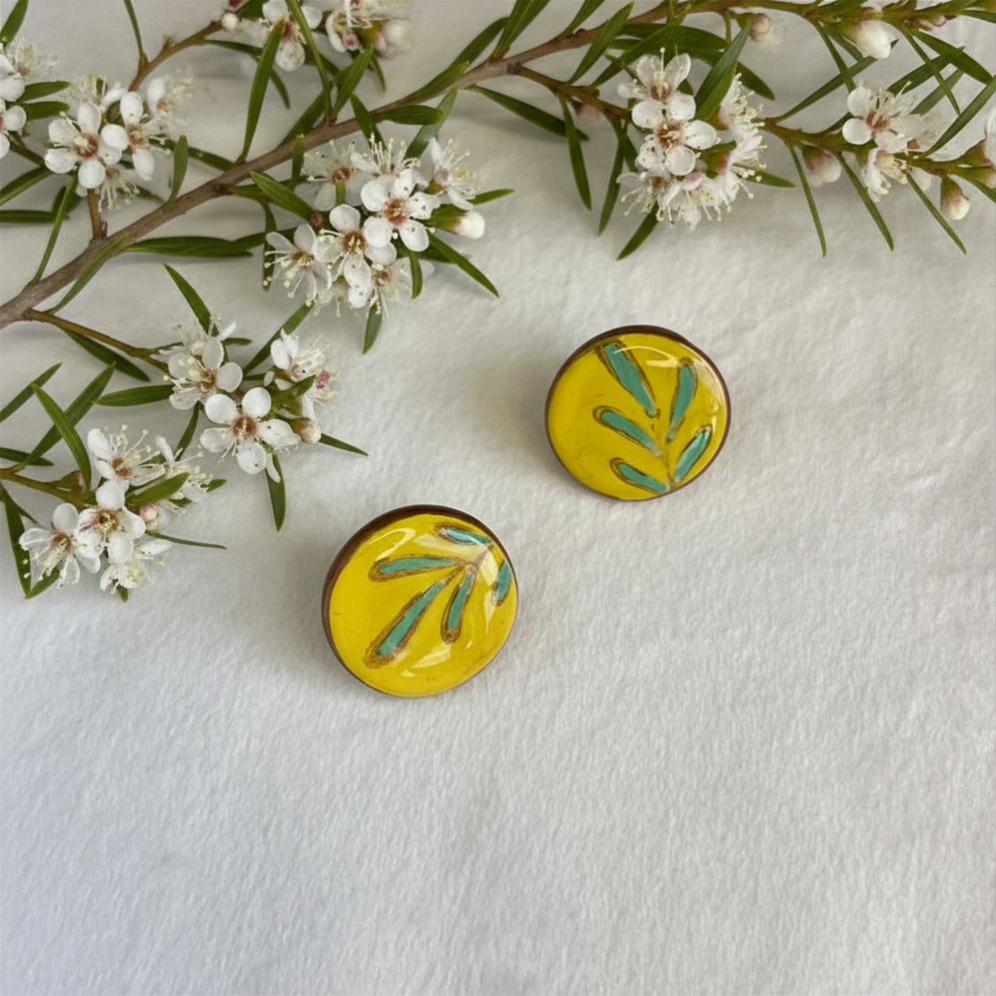 Polymer Clay Golden Meadow Earrings