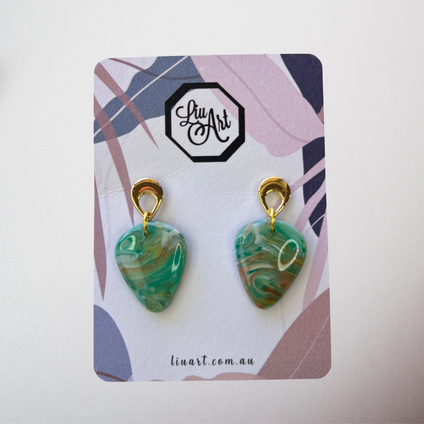 Polymer Clay Emerald Teardrop Earrings