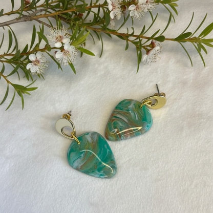 Polymer Clay Emerald Teardrop Earrings