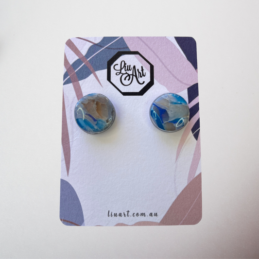 Polymer Clay Ocean Pebble Earrings