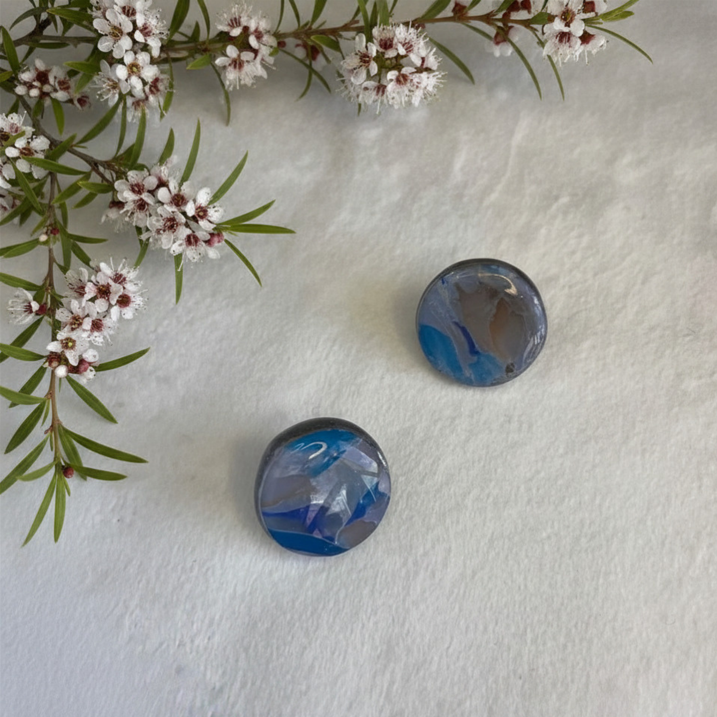 Polymer Clay Ocean Pebble Earrings