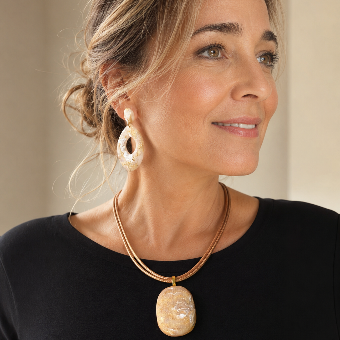 Golden Earth Pendant Necklace