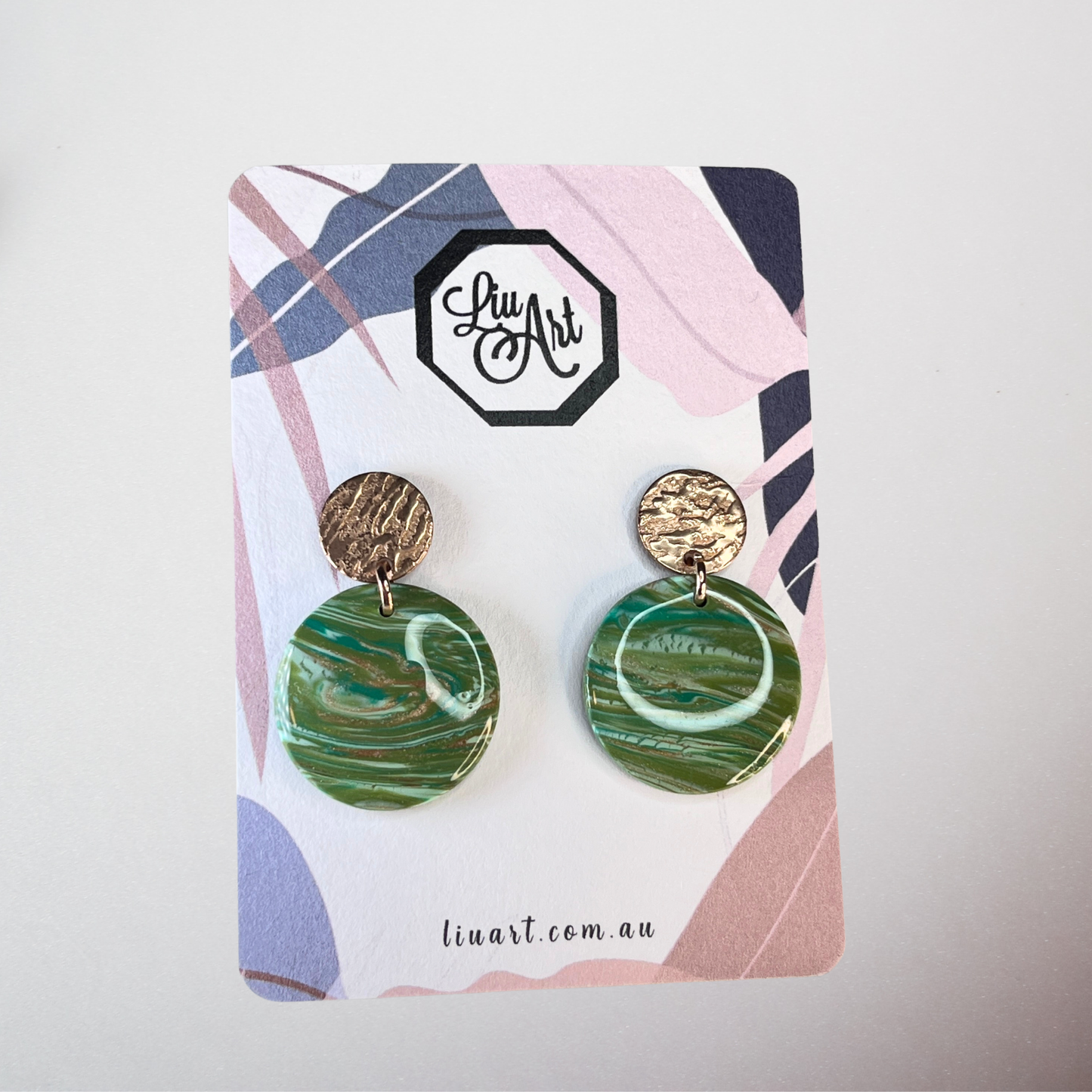 Polymer Clay Emerald Tides Drop Earrings