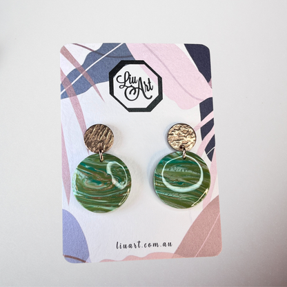 Polymer Clay Emerald Tides Drop Earrings