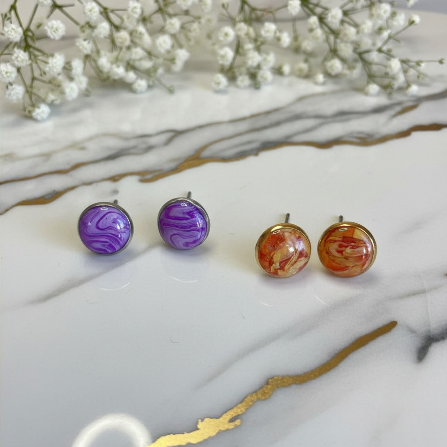 Marble Duo Stud Set