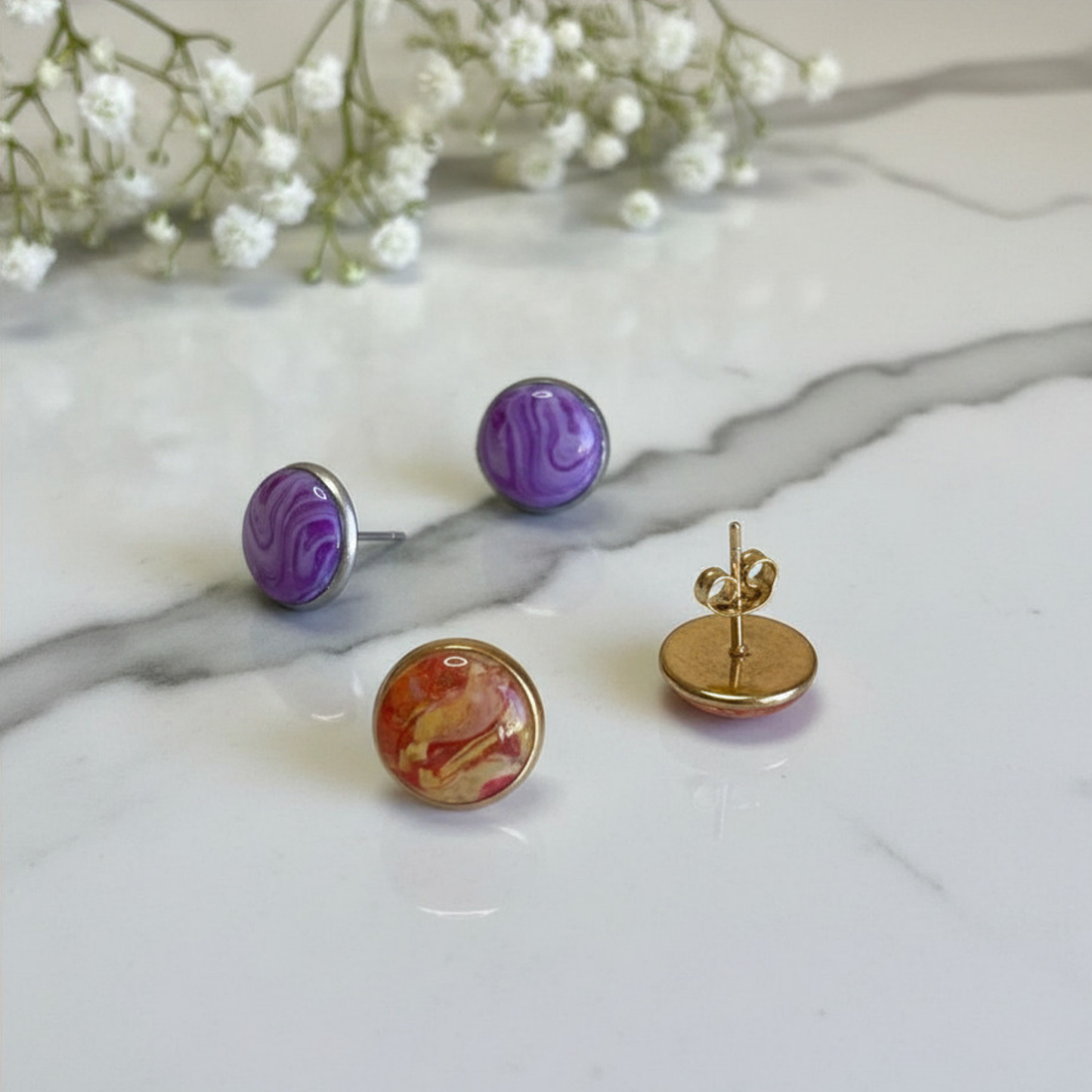 Marble Duo Stud Set