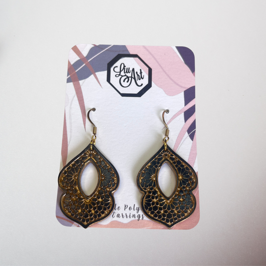 Polymer Clay Black Filigree Drops