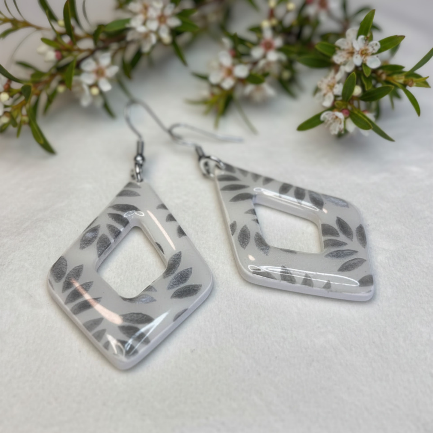 Polymer Clay Silver Leaf Diamond