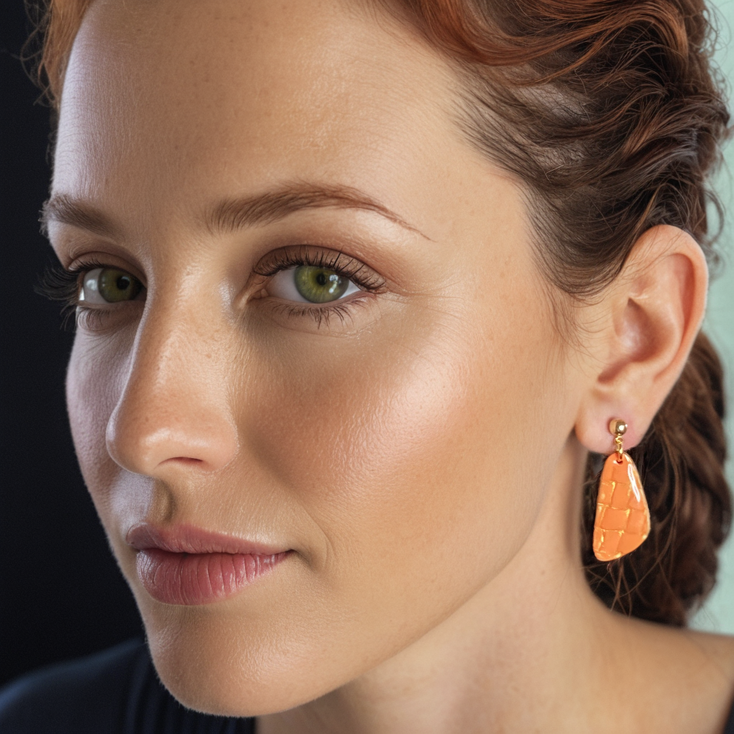 polymer-clay-earrings-orange-model-view
