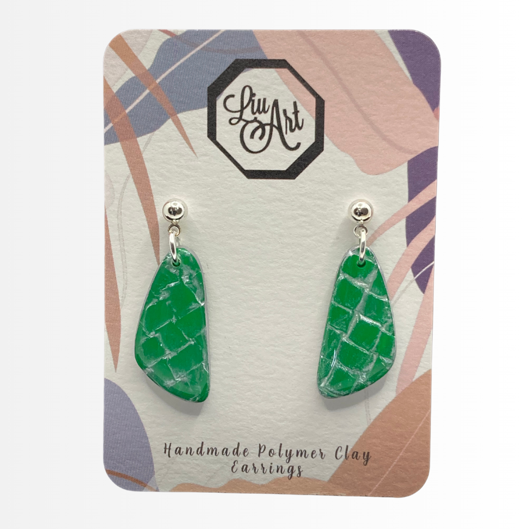 polymer-clay-earrings-green-front-view