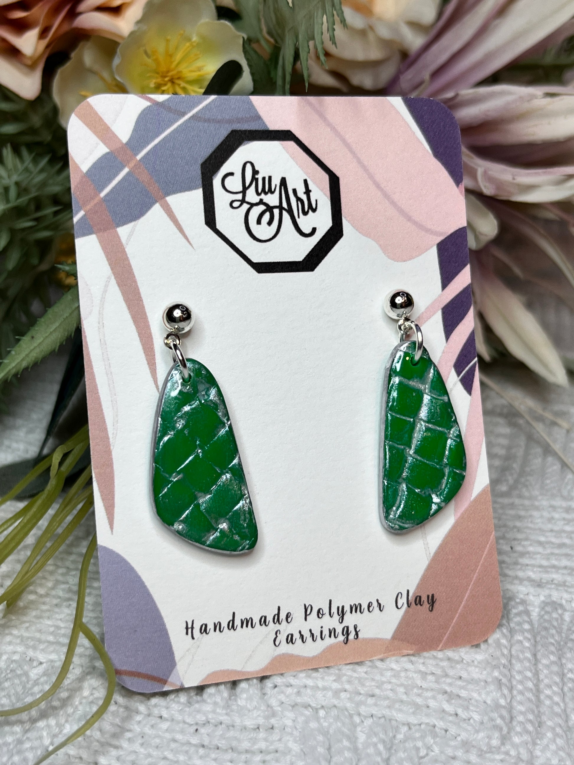 polymer-clay-earrings-green-perspective-view